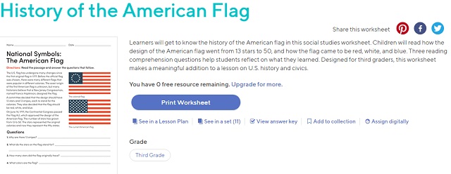 education.com　　アメリカの旗について英語の読み書き